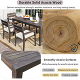 7 Pieces Acacia Wood Outdoor Dining Set with Cushions
