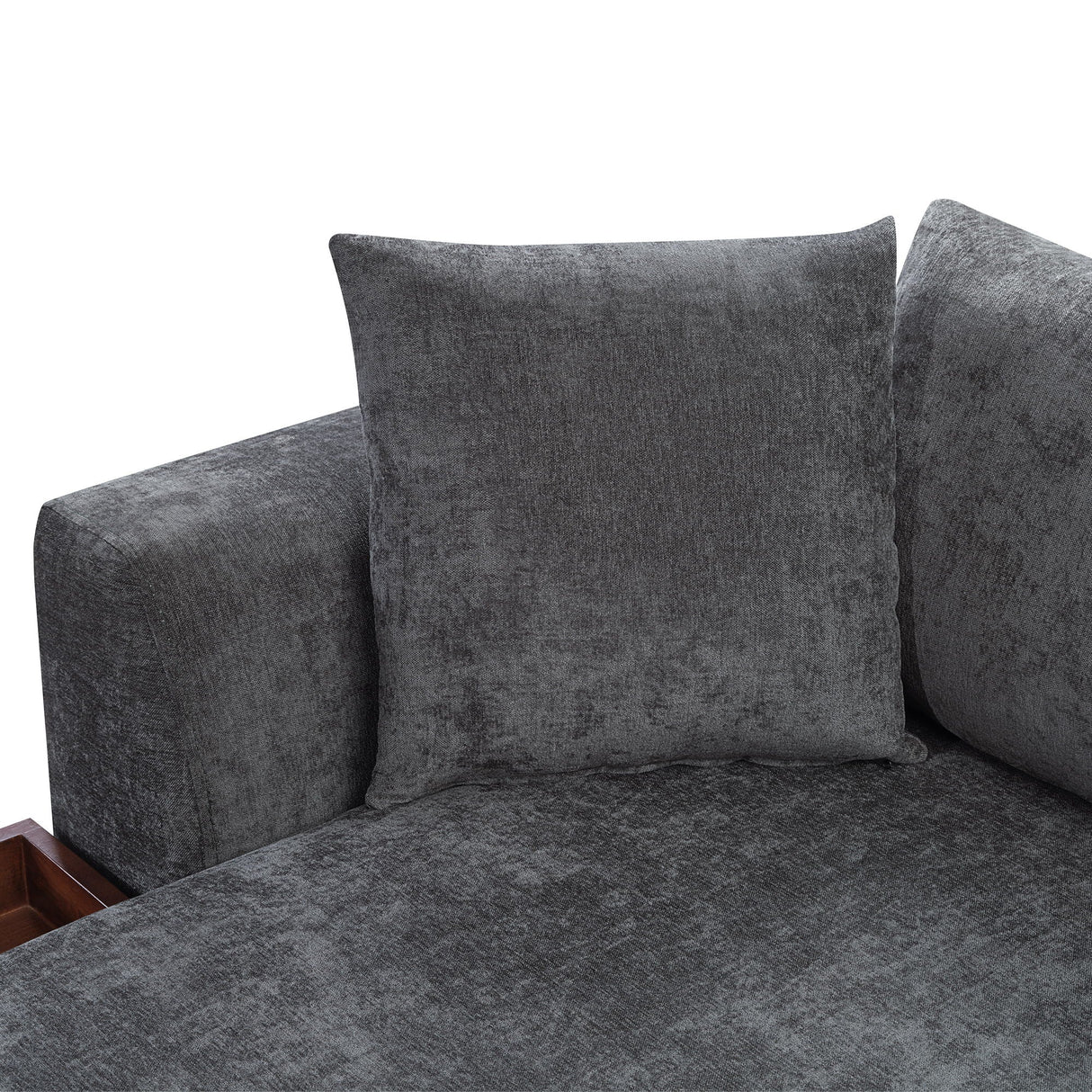 Modern L Shaped Sectional Sofa With Upholstery And Wooden Storage