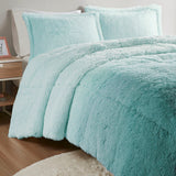 Full/Queen Ombre Shaggy Long Fur Comforter Mini Set