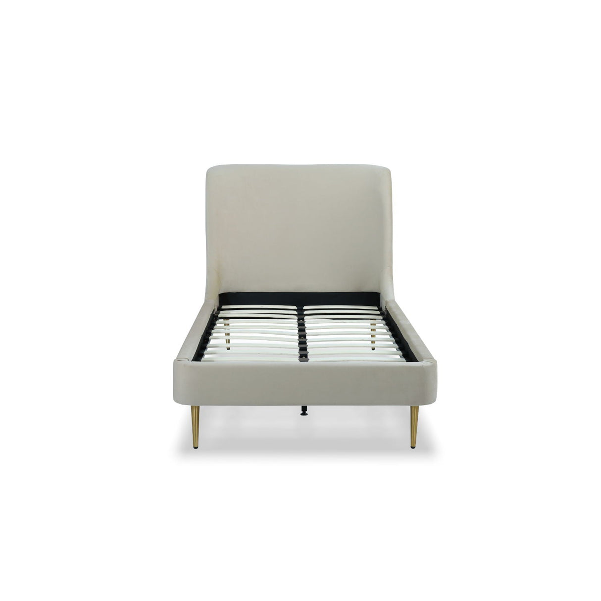 Mid-Century Modern Upholstered Bed With Curved Headboard