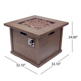 Outdoor Patio Square Gas Burning MgO Fire Pit with Built-In Tank, 40000 BTU