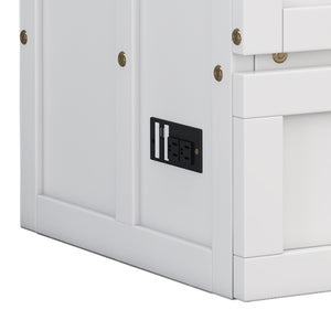 Solid Pine Murphy Bed Chest with Charging Station and Large Storage Drawer