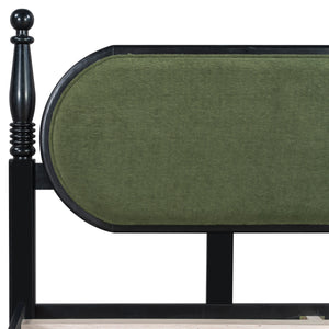 King Bed Frame Solid Wood Platform with Slats - Modern