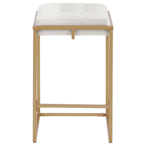 Square Counter Height Stools (Set of 2) - Beige / Gold