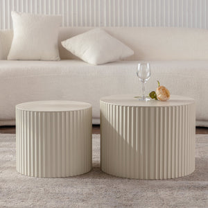 Round Wood Coffee Table for Living Room