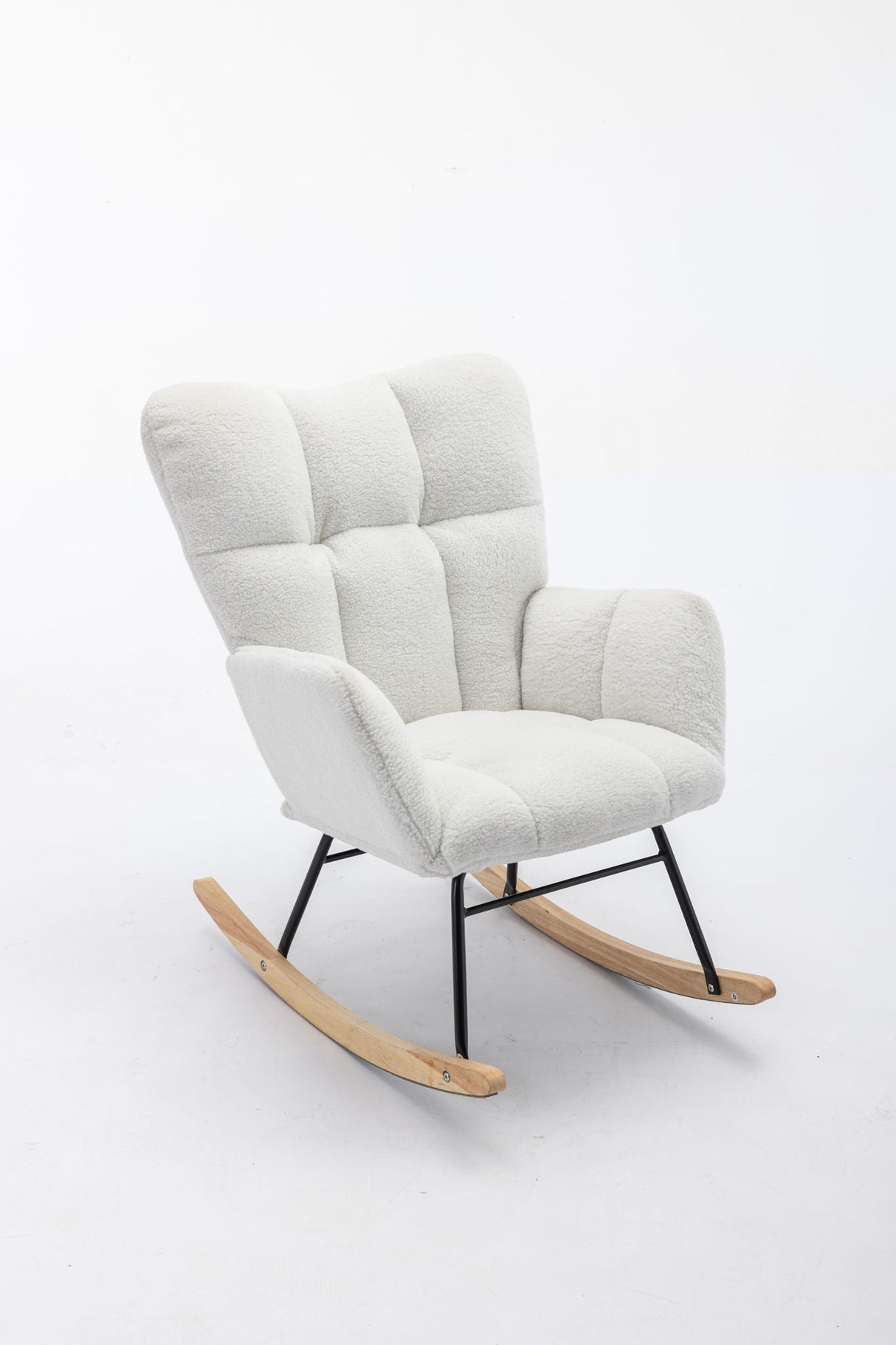 Teddy Fabric Rocking Gilder Nursery Chair For Living Room Indoor - Ivory
