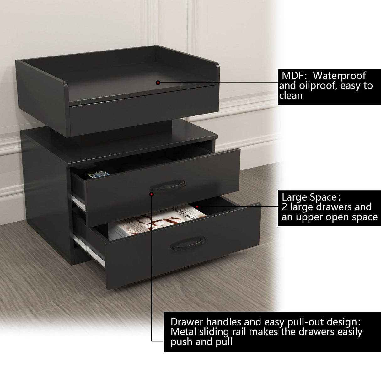 1 Set Nightstand with Adjustable LED Strip Light