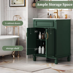 Bathroom Vanity With Top Sink, Cabinet With 2 Soft Closing Doors