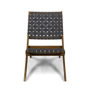 Solidago - Outdoor And Strapping Belt Folding Chairs, (Set of 2) - Black / Brown