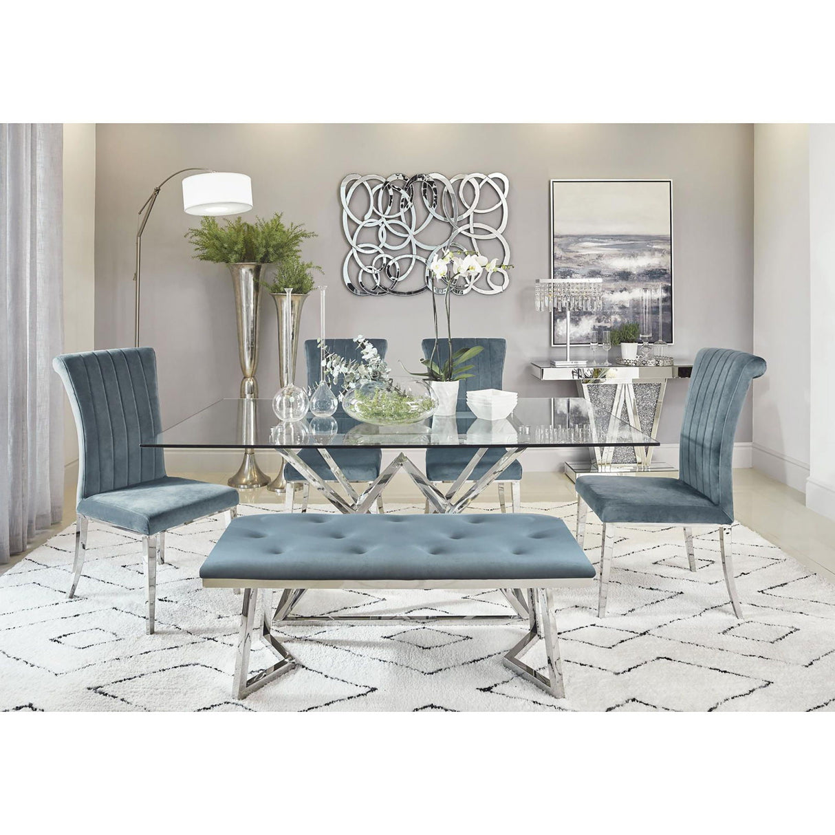 Upholstered Tufted Bench - Gray