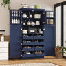 TOPMAX Freestanding Kitchen Pantry Cabinet with 4 Doors and Pull-Out Trays