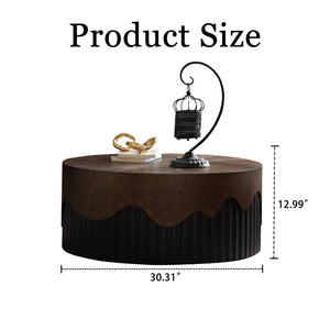 30.31" Round Coffee Table - Handcrafted Wooden Tea Table