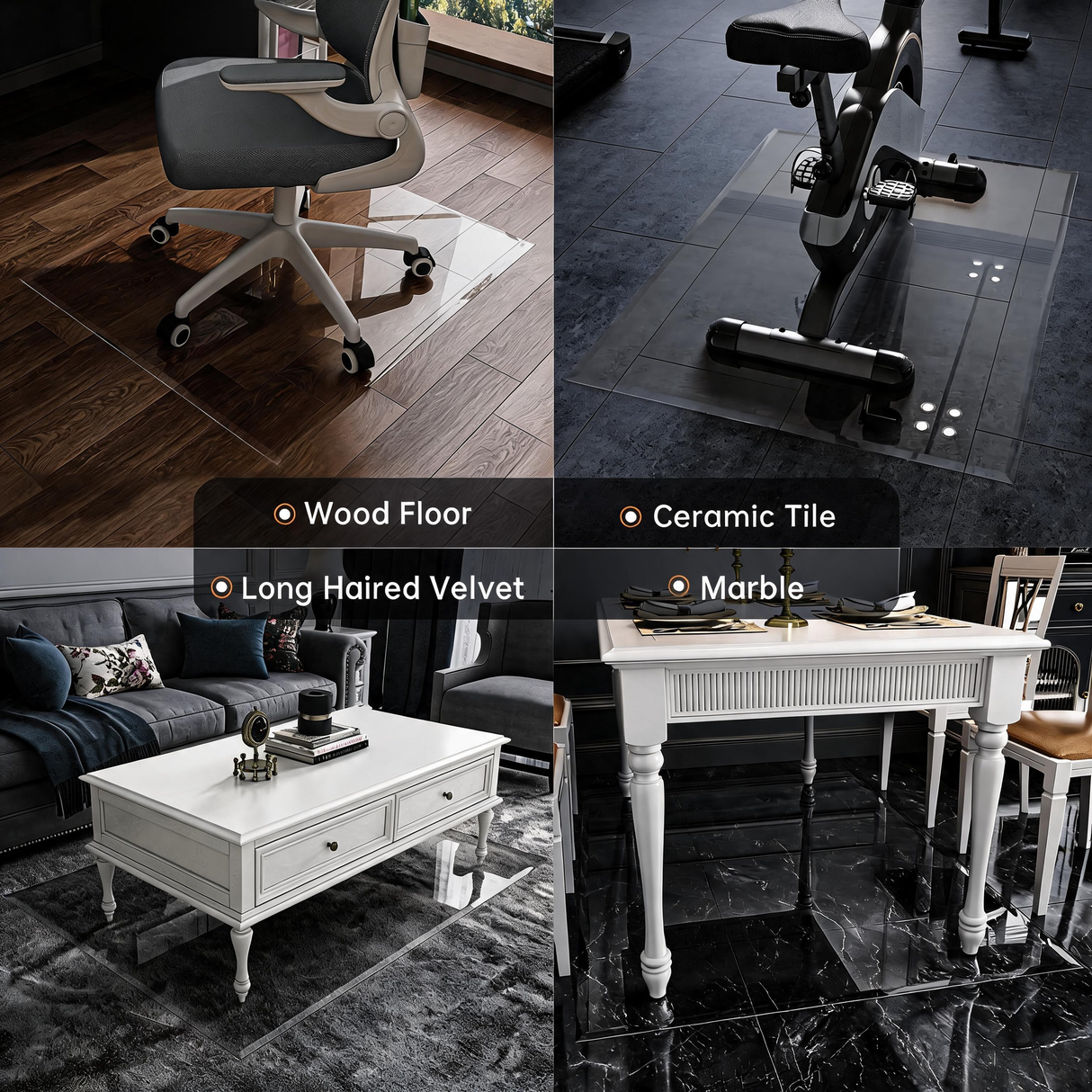 Tempered Glass Beveled Edge Chair Mat
