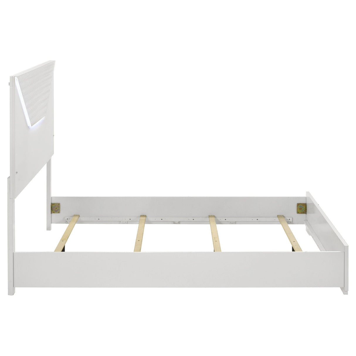 Ives Queen Panel Bed LED Headboard White High Gloss