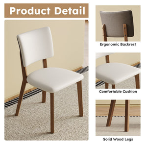 Dining Chair Set of 2 - White / Deep Walnut