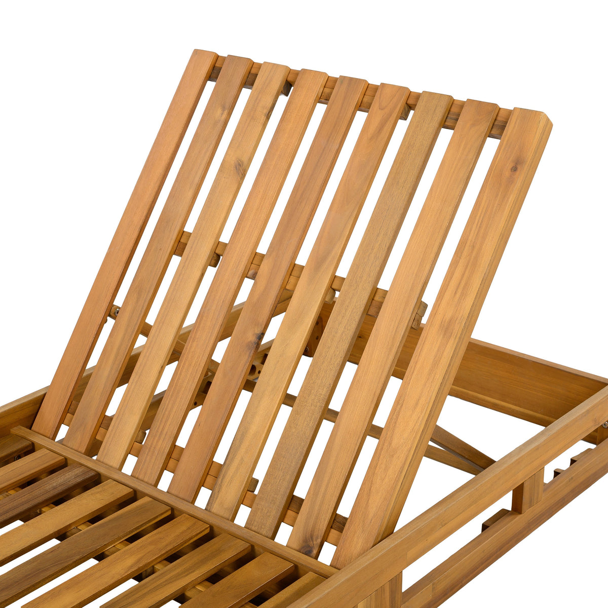 Acacia Wood Adjustable Lounge Chair with Teak Finish