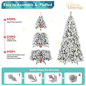 5FT Flocked Christmas Tree with 250 Warm LED Lights
