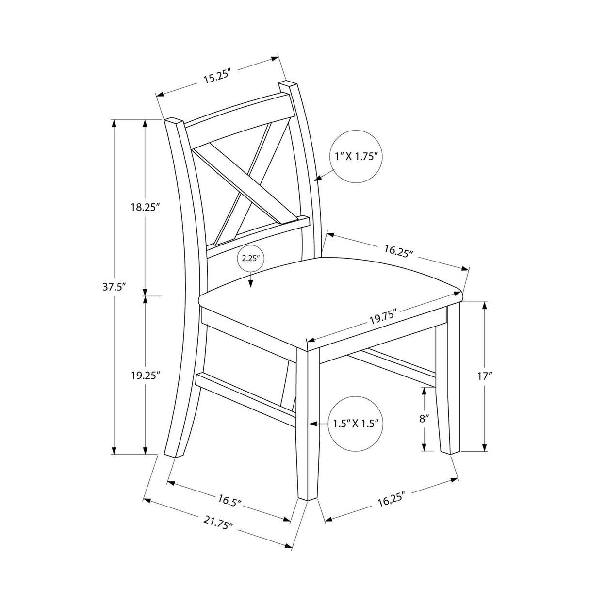 Dining Chair Side, Upholstered For Dining Room, Transitional (Set of 2)
