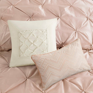7 Piece Tufted Comforter Set Blush Queen