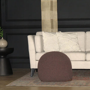 Semi Rounded Pouf Cable Knitted Perfect Seating