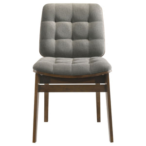 Redbridge Velvet Upholstered Side Chair Grey and Walnut (Set of 2)