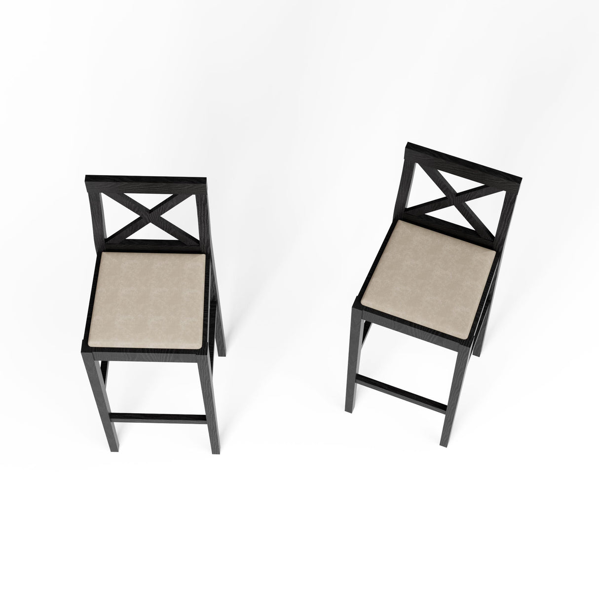 Bar Chair Counter Height Stool with Backrest Black Set of 2