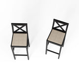 Bar Chair Counter Height Stool with Backrest Black Set of 2
