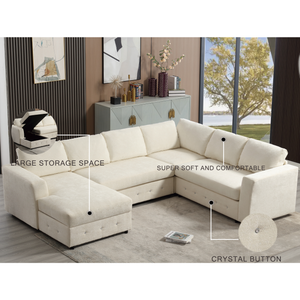 110.75" Sectional Sofa with Chaise Storage