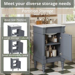 Bathroom Vanity With Sink, Storage Cabinet With Door, Drop In Sink, Compact Freestanding Design