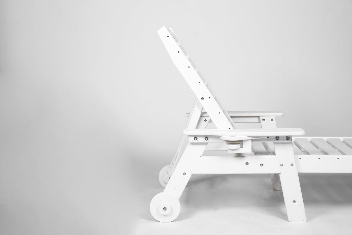 Lounge Chair Outdoor with Wood Texture, HDPE, Adjustable Backrest