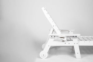 Lounge Chair Outdoor with Wood Texture, HDPE, Adjustable Backrest
