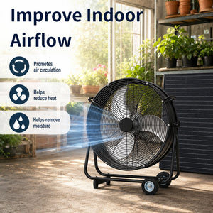 24 Inch Solar Floor-Standing Fan With Adjustable Solar Panel