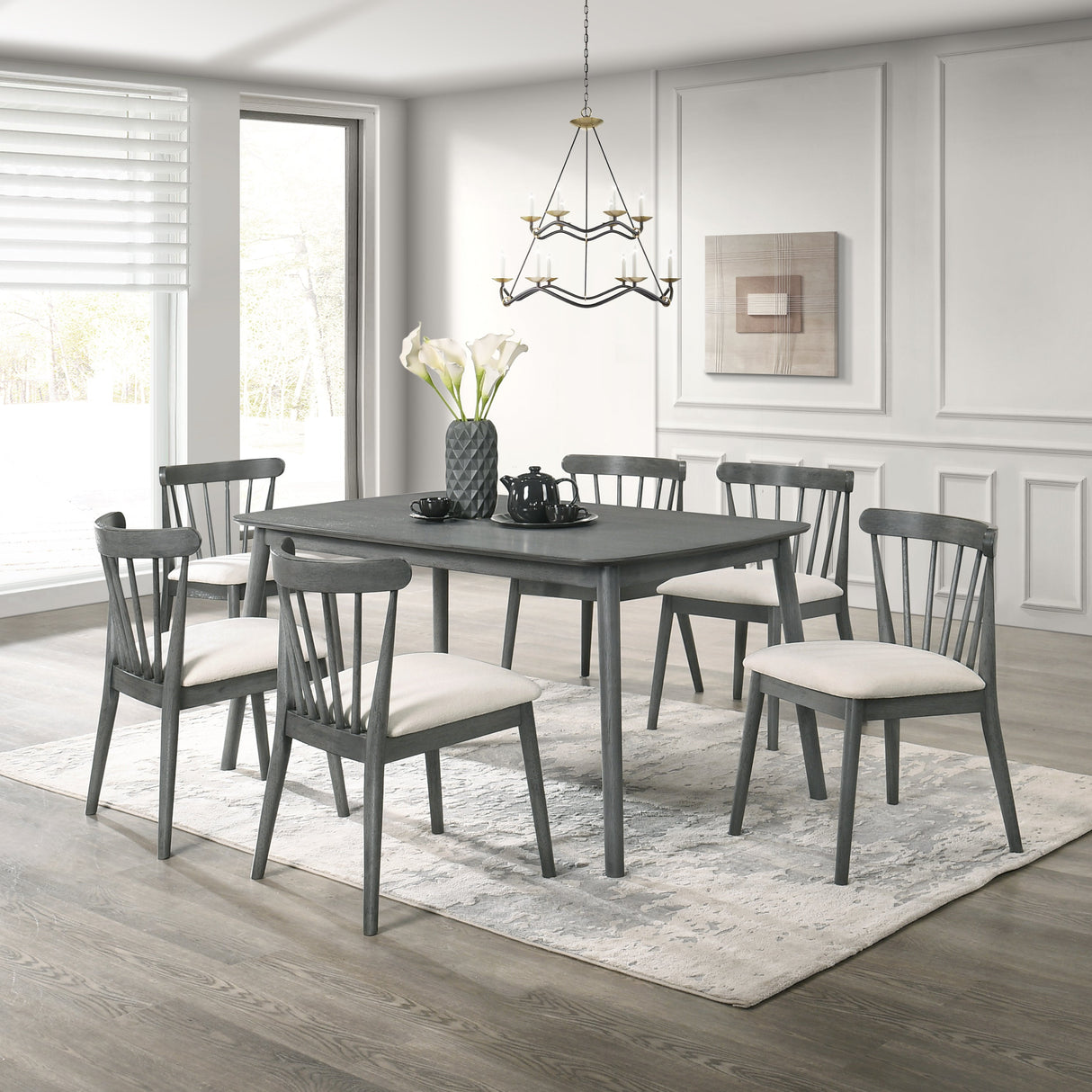 Modern Spindle Back Dining Chairs, Set of 2