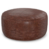 Connor - 34' Round Coffee Table Pouf - Distressed Brown