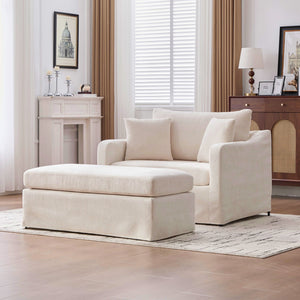 Accent Chair With Ottoman, Includes 2 Bolster Pillows
