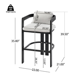 Pula Outdoor Patio Aluminum Counter Stool Set of 2