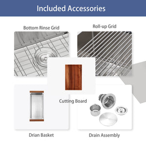 Topmount Stainless Steel Kitchen Sink With Workstation Ledge And Accessories