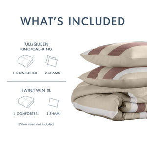 2-Piece Twin/Twin XL Stripe Textured Print Comforter Set, Terracotta