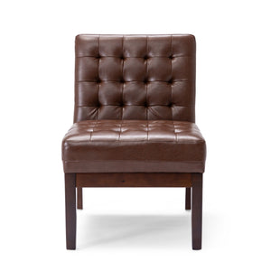 Contemporary Accent Chair With Tufted Waffle Stitch - Dark Brown