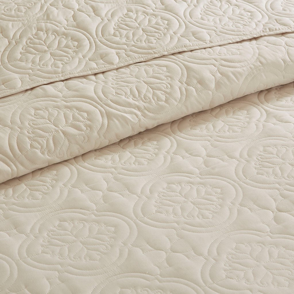 3 Piece Reversible Bedspread Set Cream King/Cal King