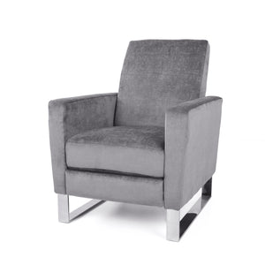 Bolt - Upholstered Recliner Chair With Stainless Steel Base - Gray / Chrome