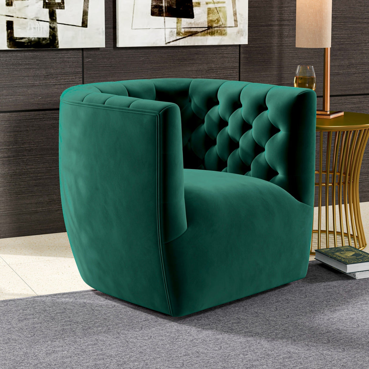 Delaney Velvet Swivel Club Chair