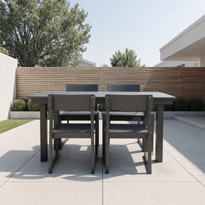 5 Piece Outdoor Dining Set with Umbrella Hole and 4 Armrest Chairs