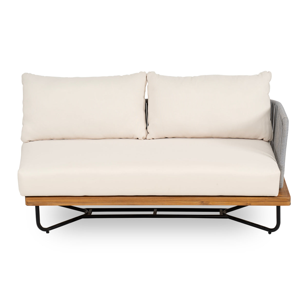 Lucca Outdoor Acacia Wood Rope Woven Sofa Sectional Set