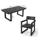 5 Piece Outdoor Dining Set with Umbrella Hole and 4 Armrest Chairs