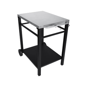 2-Tier Outdoor Grill Cart with Stainless Steel Top - Black