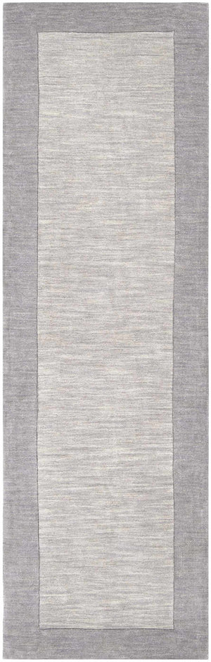 Bordered Solid Gray Wool Rug