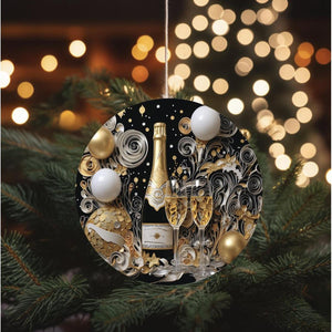 Champagne Glass New Year Round Sign - Wreath Enhancement