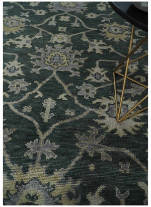 Charcoal and Silver 9x12 Hand Knotted Traditional Antique Style Wool Area Rug