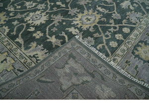 Charcoal and Silver 9x12 Hand Knotted Traditional Antique Style Wool Area Rug